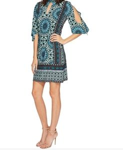 Mock Neck 3/4 Bell Slve Shift Dress NWT